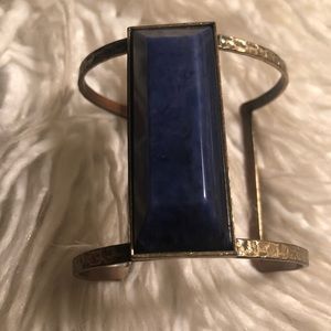 UO urban outfitters cuff bracelet blue stone gold